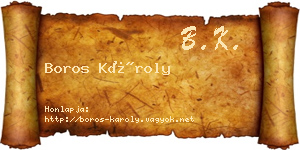 Boros Károly névjegykártya